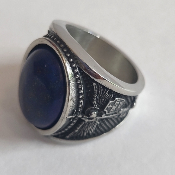 961- Lapis Lazuli Natural Gemstone Handmade Men's Ring Size 10 1/2 NWT - Picture 2 of 8